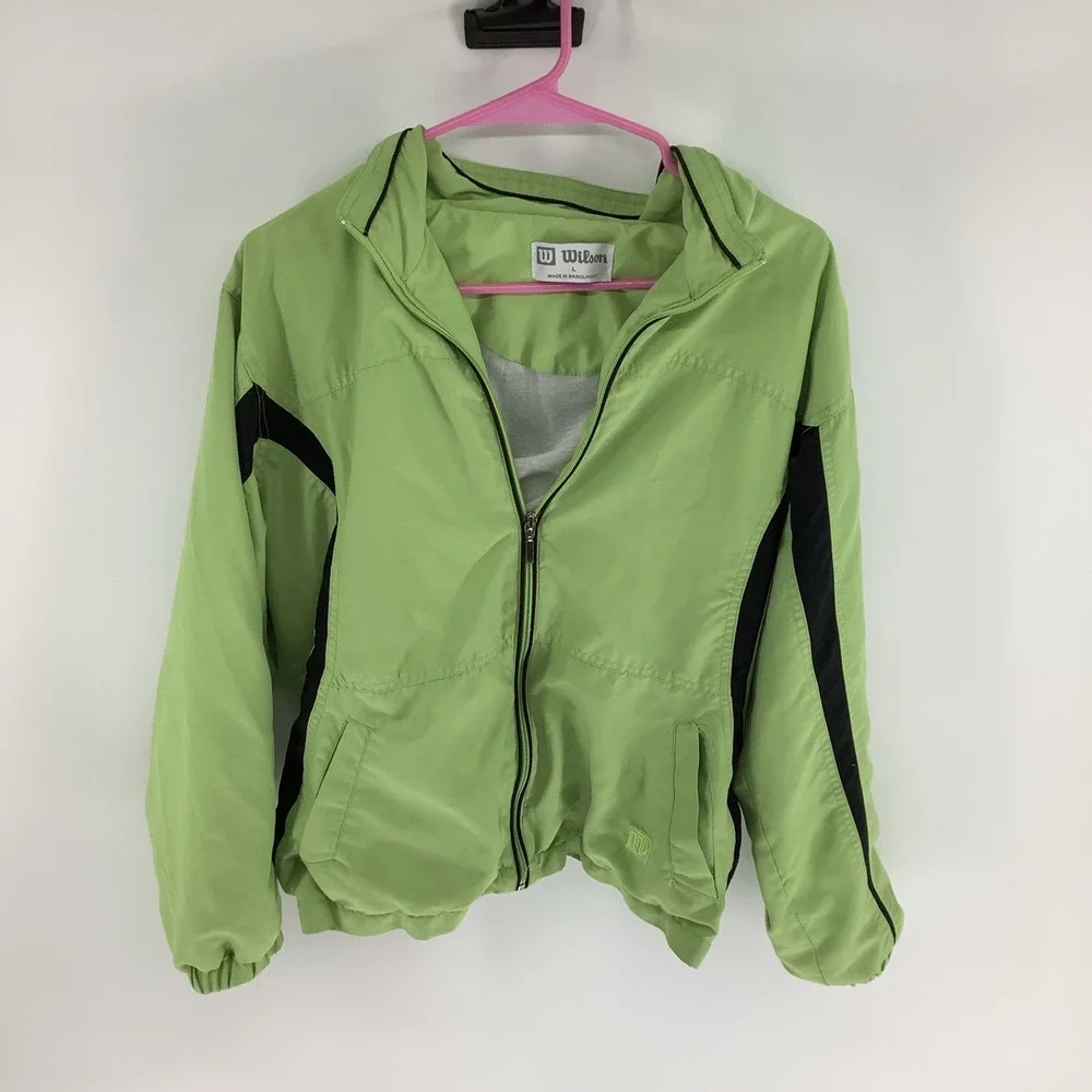 Wilson Womens Green Full Zip Windbreaker Jacket Size Large